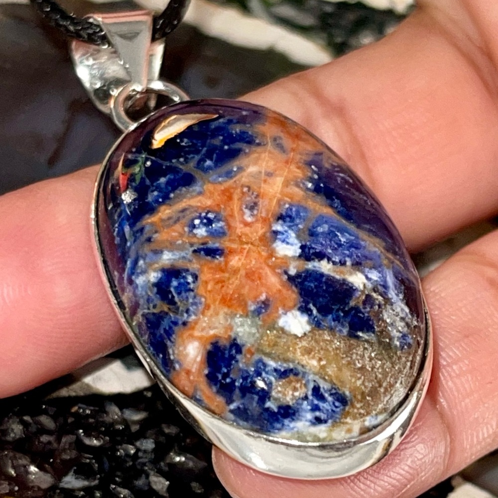 Beautiful Navy Sodalite Pendant 2”